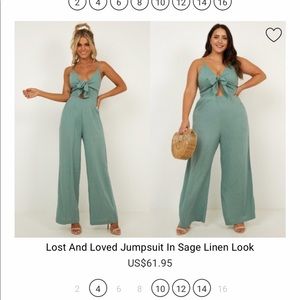 lost and loved jumpsuit in sage linen look